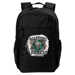 Western Boho Sunflowers Turquoise Cow Bull Skull Daily Commute Backpack