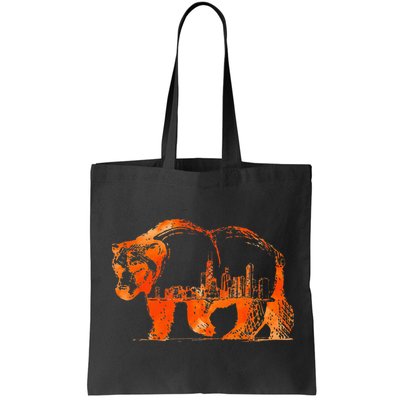 Walking Bear Silhouette Downtown Chicago City Skyline Gift Bag