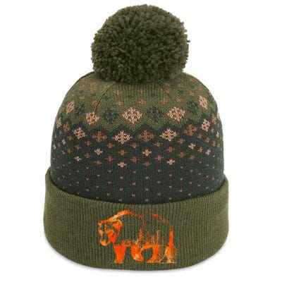 Walking Bear Silhouette Downtown Chicago City Skyline Gift The Baniff Cuffed Pom Beanie