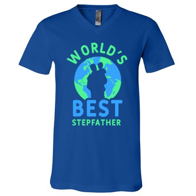 Worlds Best Stepfather Fathers Day Step Dad Stepdad Father Cool Gift V-Neck T-Shirt