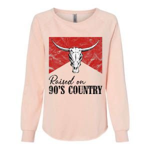 Western Bull Skull Raised On 90S Country Music Womens California Wash Sweatshirt