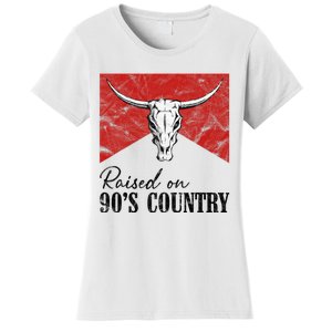 Western Bull Skull Raised On 90S Country Music Women's T-Shirt