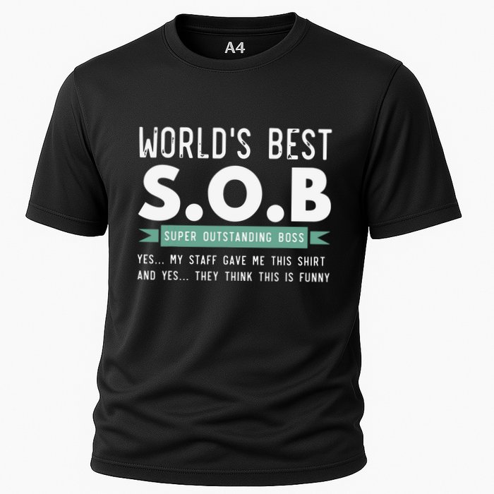 Worlds Best SOB Super Outstanding Boss Funny Colleague Cooling Performance Crew T-Shirt