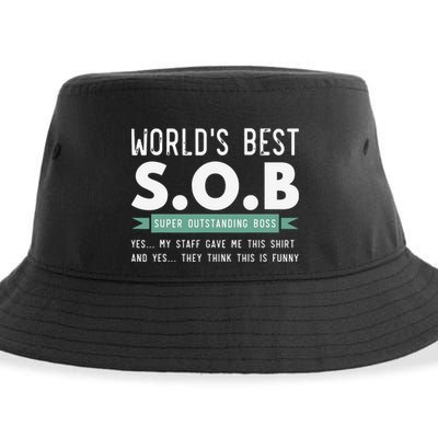 Worlds Best SOB Super Outstanding Boss Funny Colleague Sustainable Bucket Hat