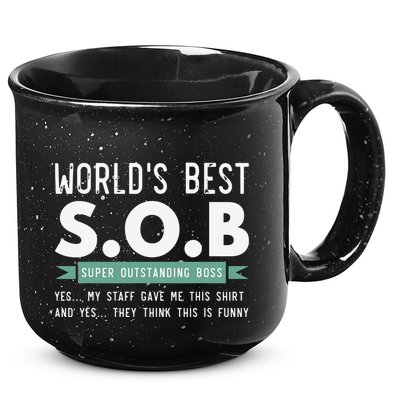 Worlds Best SOB Super Outstanding Boss Funny Colleague 15oz Campfire Ceramic Mug