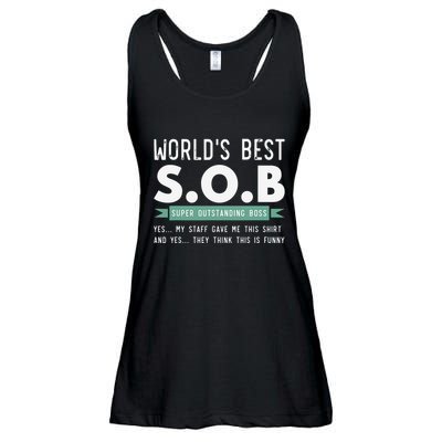 Worlds Best SOB Super Outstanding Boss Funny Colleague Ladies Essential Flowy Tank