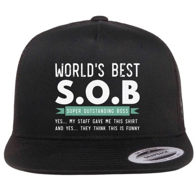 Worlds Best SOB Super Outstanding Boss Funny Colleague Flatbill Hat