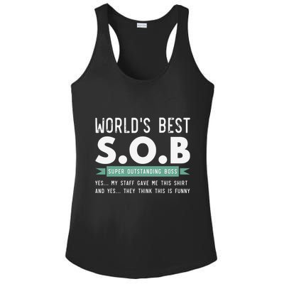 Worlds Best SOB Super Outstanding Boss Funny Colleague Ladies PosiCharge Competitor Racerback Tank