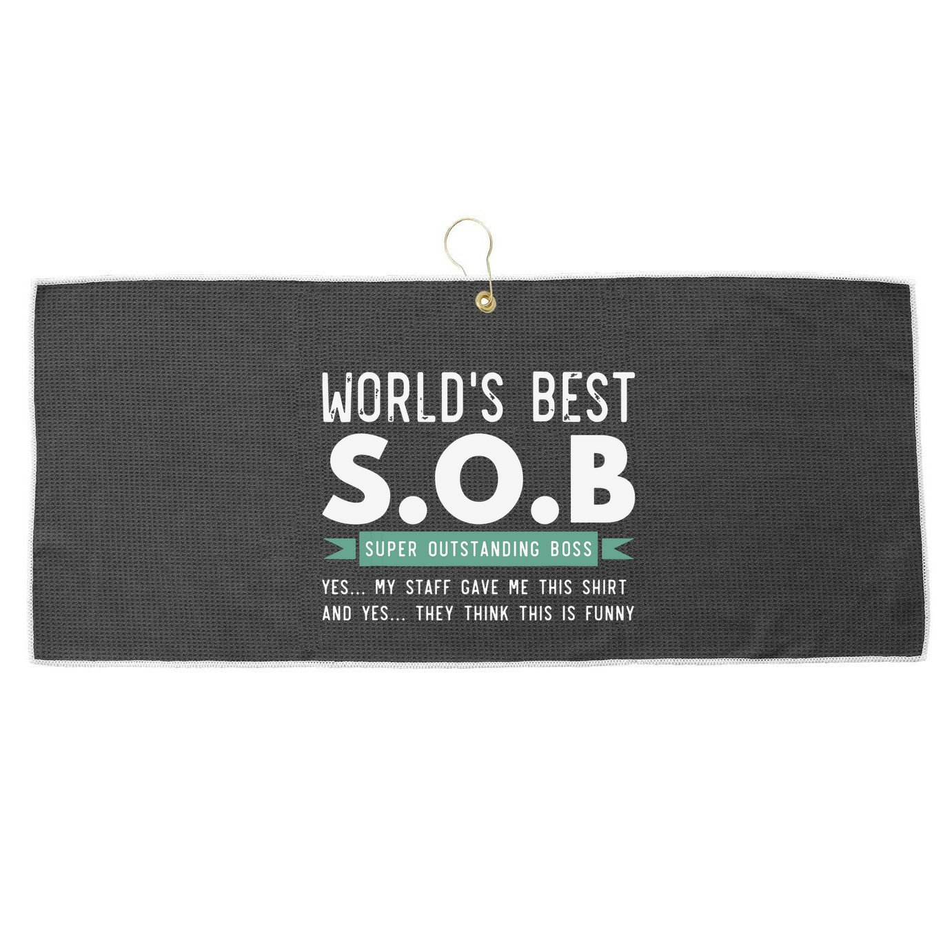 Worlds Best SOB Super Outstanding Boss Funny Colleague Large Microfiber Waffle Golf Towel