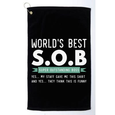 Worlds Best SOB Super Outstanding Boss Funny Colleague Golf Towel