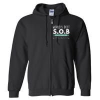 Worlds Best SOB Super Outstanding Boss Funny Colleague Full Zip Hoodie