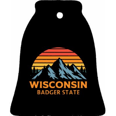 Wisconsin Badger State Ceramic Bell Ornament