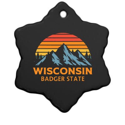 Wisconsin Badger State Ceramic Star Ornament