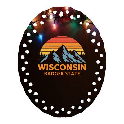 Wisconsin Badger State Ceramic Oval Ornament