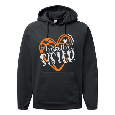 Wo Basketball Sister Heart Distressed Performance Fleece Hoodie