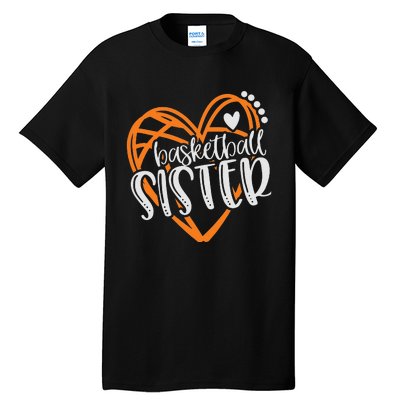 Wo Basketball Sister Heart Distressed Tall T-Shirt