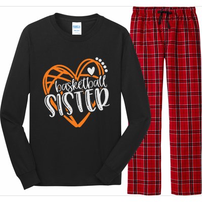 Wo Basketball Sister Heart Distressed Long Sleeve Pajama Set