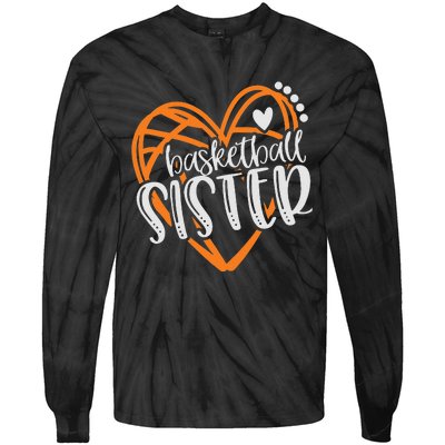 Wo Basketball Sister Heart Distressed Tie-Dye Long Sleeve Shirt