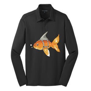 Wanna Be Shark Funny Fish Silk Touch Performance Long Sleeve Polo