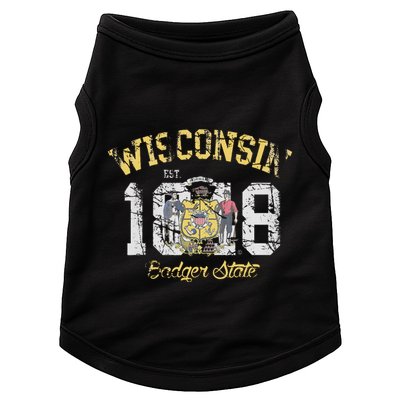 Wisconsin Badger State Flag Vintage Fade Doggie Tank
