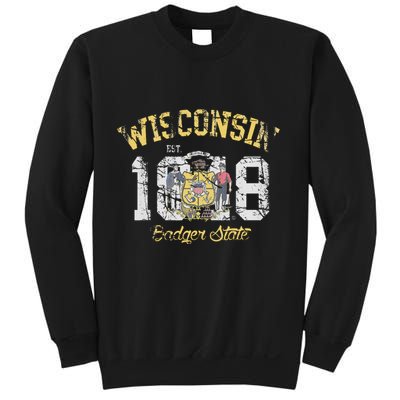 Wisconsin Badger State Flag Vintage Fade Sweatshirt