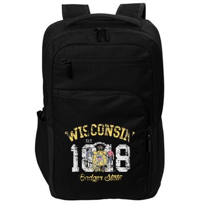 Wisconsin Badger State Flag Vintage Fade Impact Tech Backpack