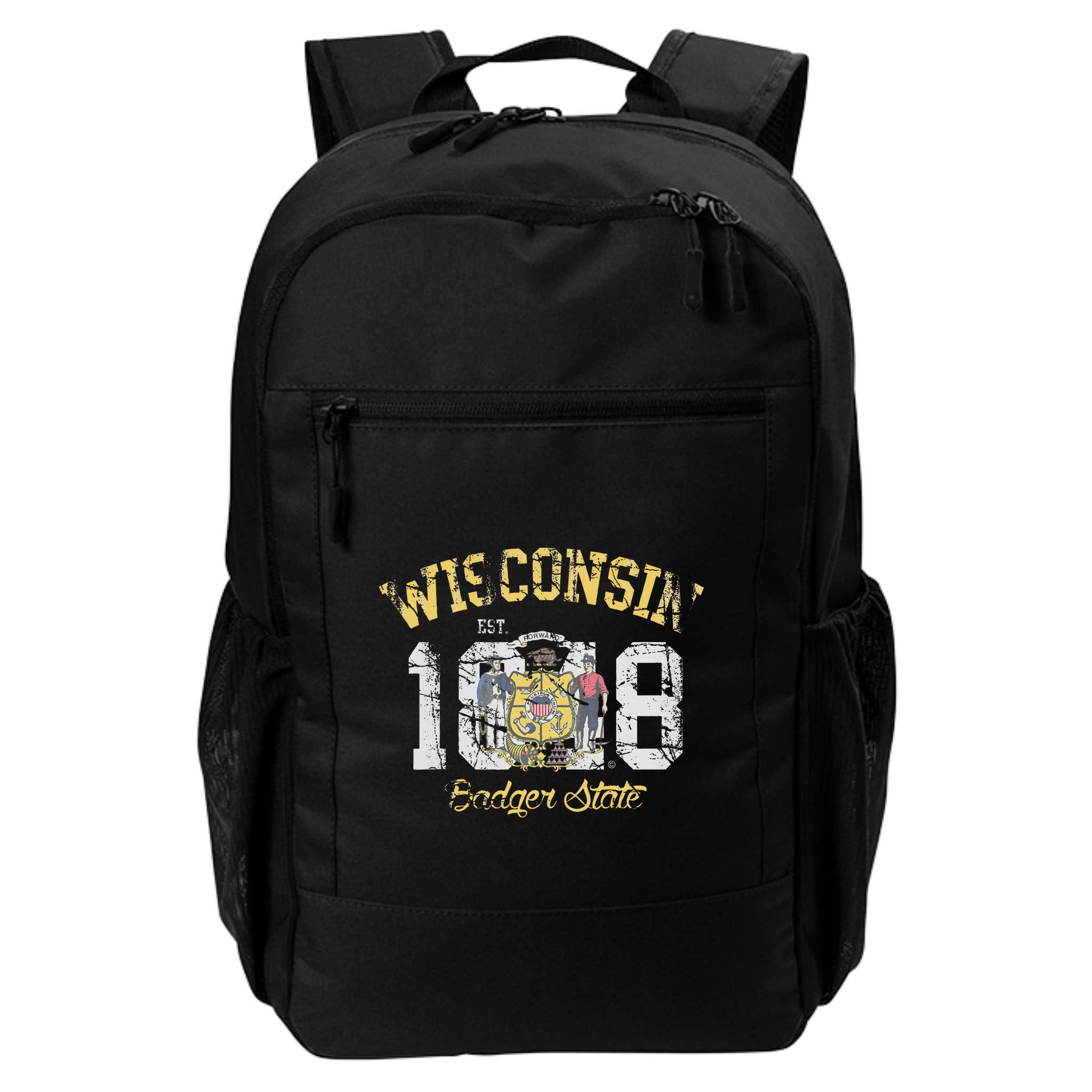 Wisconsin Badger State Flag Vintage Fade Backpack