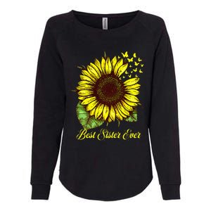 Womens Best Sister Ever Sunflower Gift Womens California Wash Sweatshirt