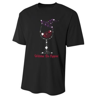 Witches Be Sippin Witch Squad Wine Glass Halloween Party Performance Sprint T-Shirt