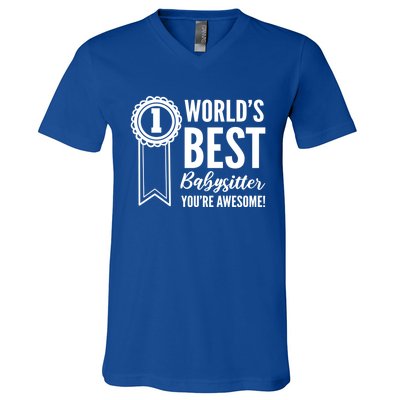 World's Best Sitter! Caregiver Great Gift V-Neck T-Shirt