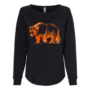 Walking Bear Silhouette Downtown Chicago City Skyline Gift Womens California Wash Sweatshirt