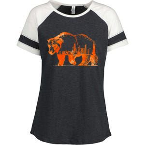 Walking Bear Silhouette Downtown Chicago City Skyline Gift Enza Ladies Jersey Colorblock Tee