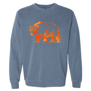 Walking Bear Silhouette Downtown Chicago City Skyline Gift Garment-Dyed Sweatshirt