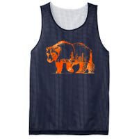 Walking Bear Silhouette Downtown Chicago City Skyline Gift Mesh Reversible Basketball Jersey Tank