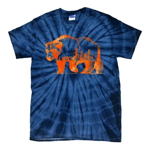 Walking Bear Silhouette Downtown Chicago City Skyline Gift Tie-Dye T-Shirt