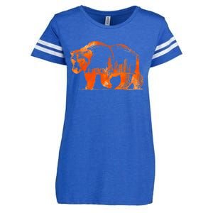 Walking Bear Silhouette Downtown Chicago City Skyline Gift Enza Ladies Jersey Football T-Shirt