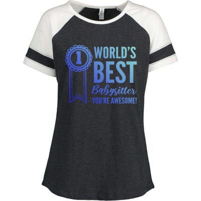 World's Best Sitter! Caregiver Gift Enza Ladies Jersey Colorblock Tee