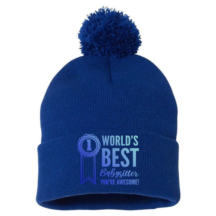 World's Best Sitter! Caregiver Gift Pom Pom 12in Knit Beanie