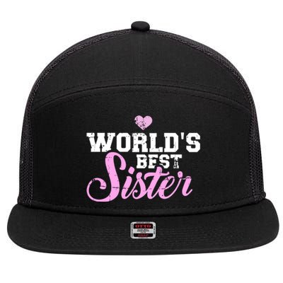 World's Best Sister Funny Gift 7 Panel Mesh Trucker Snapback Hat