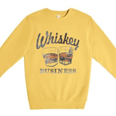 Whiskey Business Shot Glasses Vintage Retro Graphic Premium Crewneck Sweatshirt