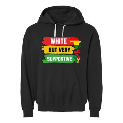 White But Supportive Ally Black History Month Juneteenth Garment-Dyed Fleece Hoodie