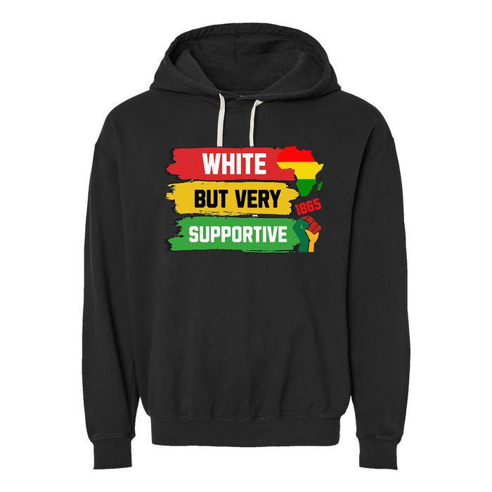 White But Supportive Ally Black History Month Juneteenth Garment-Dyed Fleece Hoodie