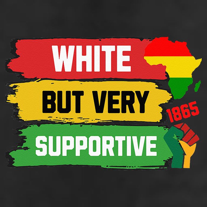 White But Supportive Ally Black History Month Juneteenth Garment-Dyed Fleece Hoodie