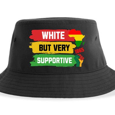 White But Supportive Ally Black History Month Juneteenth Sustainable Bucket Hat