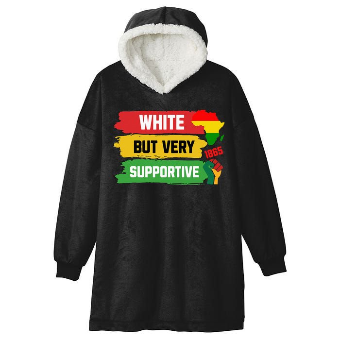 White But Supportive Ally Black History Month Juneteenth Hooded Wearable Blanket