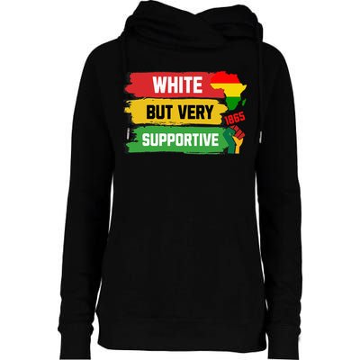 White But Supportive Ally Black History Month Juneteenth Womens Funnel Neck Pullover Hood