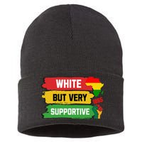 White But Supportive Ally Black History Month Juneteenth Sustainable Knit Beanie