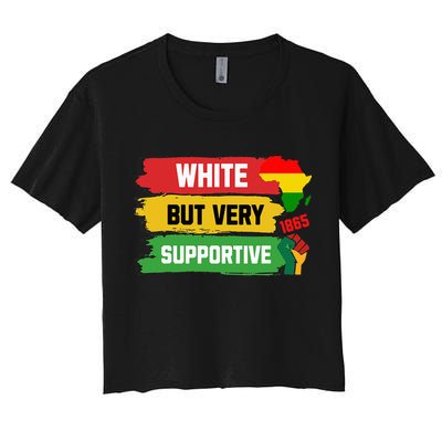 White But Supportive Ally Black History Month Juneteenth Crop Top