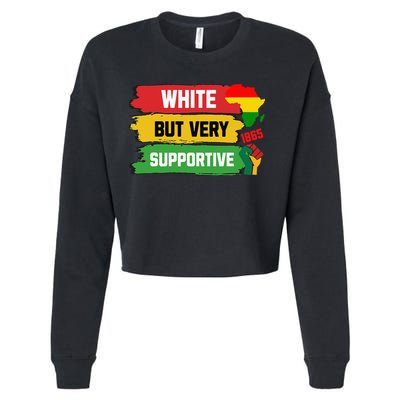 White But Supportive Ally Black History Month Juneteenth Cropped Pullover Crew