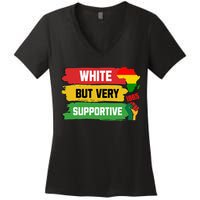 White But Supportive Ally Black History Month Juneteenth Women's V-Neck T-Shirt